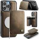 Usroom Compatible with Magsafe for iPhone 13 Pro Max Wallet Case Magnetic Card Holder, RFID Blocking 2 in 1 Detachable Kickstand Shockproof Case for Women Men, Bronze Gold
