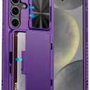 ATATOO for Samsung Galaxy S24 Wallet Case, Built-in Card Holder(Store 4-5 Cards) & Slide Camera Cover & Kickstand, Military Grade Protection, Shockproof Rugged Case for Galaxy S24 6.2", Dark Purple
