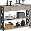 Yaheetech Console Table with Drawer, Entryway Table with 3 Tier Storage Shelves, Narrow Long Sofa Table for Entryway, Living Room, Hallway, Couch, Kitchen, Metal Frame, Gray