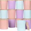 SHOWIN 10 OZ Thick Candle Jars for Making Candles 15 Pcs, Empty Jars with Wood Lids for Candle Making, Sample Container, Colourful