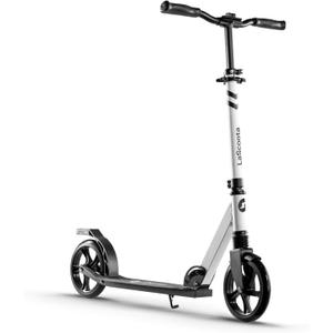 LaScoota Kick Scooter for Kids Ages 6+, Teens & Adults, Large 8" Sturdy Urethane Wheels. Adjustable Handlebar, Lightweight, Foldable, 220lbs Max Load
