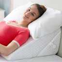 Adjustable Bed Wedge Pillow for Sleeping - Wedge Pillow for Sleep Apnea, Gerd, Acid Reflux Relief, Post Surgery - Foam Wedge Pillow for Back Pain Relief, Sleep Apnea Pillow Wedge or for Seniors (Large, White)
