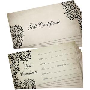 Outus 50 Pcs Blank Gift Certificates for Business Vouchers Coupon Certificates Cards Graduation Gift Card for Spa Salon Restaurants Custom Client Birthday Wedding, 3.5 x 7 Inch(Gray)