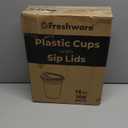 Freshware 16 oz Clear Disposable Plastic Cups with Strawless Sip Lids, 100 Pack Clear Plastic Tumblers, Heavy-duty Party Glasses, Disposable Cup for Thanksgiving, Halloween, Christmas Party