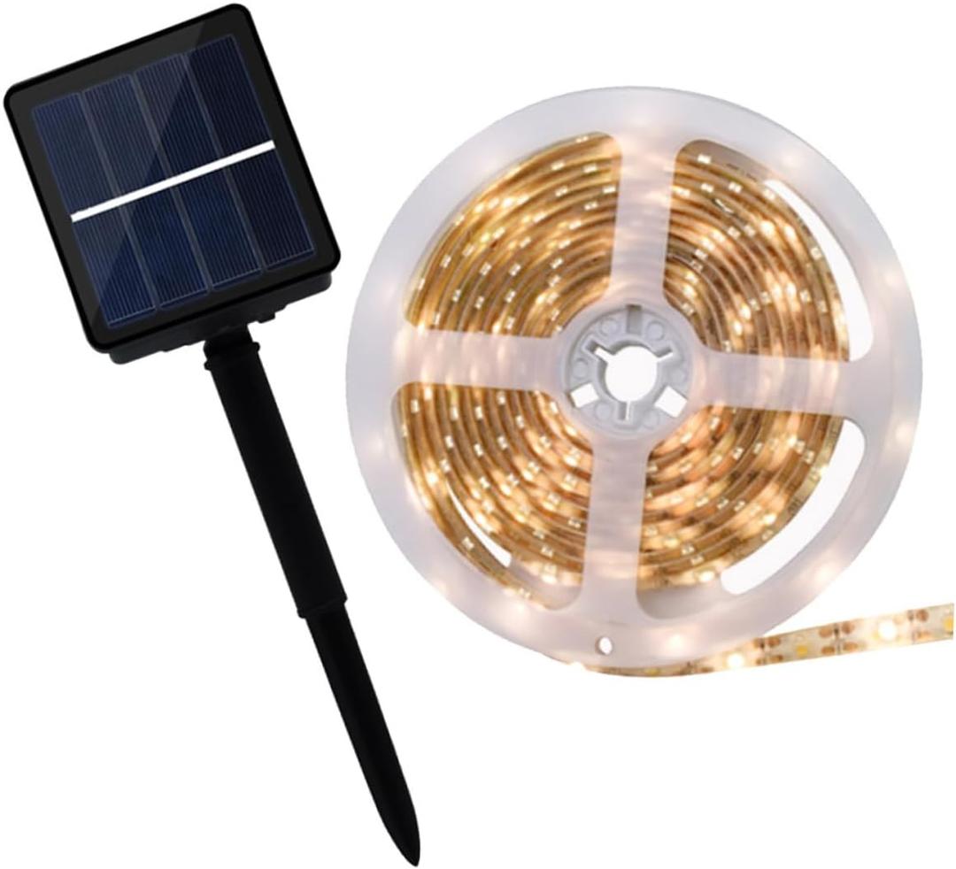 Solar Power Outdoor LED Strip Lights Warm White Decorative Tape Light for Garden Flexible LED Garden Decoration for Patio Landscape Use