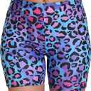 JOYBIK Women's 5" Plus Size High Waisted Boyshort Swim Board Shorts Swimsuits Bottoms Colorful Leopard, Black 2X, Pack of 2