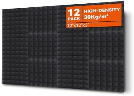 8 Pack Acoustic Panels, 12" X 12" X 2" Sound Proof Foam Wedges for Recording Studios, Home Theater & Ceiling