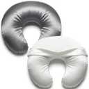 Pro Goleem Satin Nursing Pillow Cover 2 Pack Soft Silk Feeling Feeding Pillow Slipcover for Breastfeeding Moms Fits Standard Infant Nursing Pillow or Positioner Gray and White