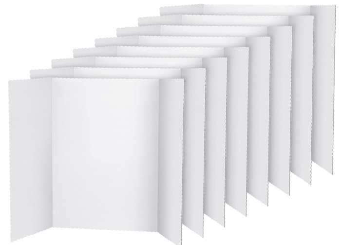 Crtiin 8 Pcs Trifold Poster Board Presentation Board 8 Sheets Self Adhesive Presentation Science Subtitles Science Fair Display Boards Foldable Paperboard for Business Projects (White, 35.5 x 44'')