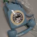 Retro Blue Bluetooth Landline Phone, Mid-Century Style Desk Telephone with Classic Handset, Loud Vintage Ringtones, Bluetooth Connects to Smartphone, Cute Retro Decor Phone for Bedroom, Home & Office
