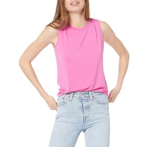 Amazon Essentials Women's Relaxed-Fit Sleeveless Muscle Tank Top (Medium, Bright Pink)