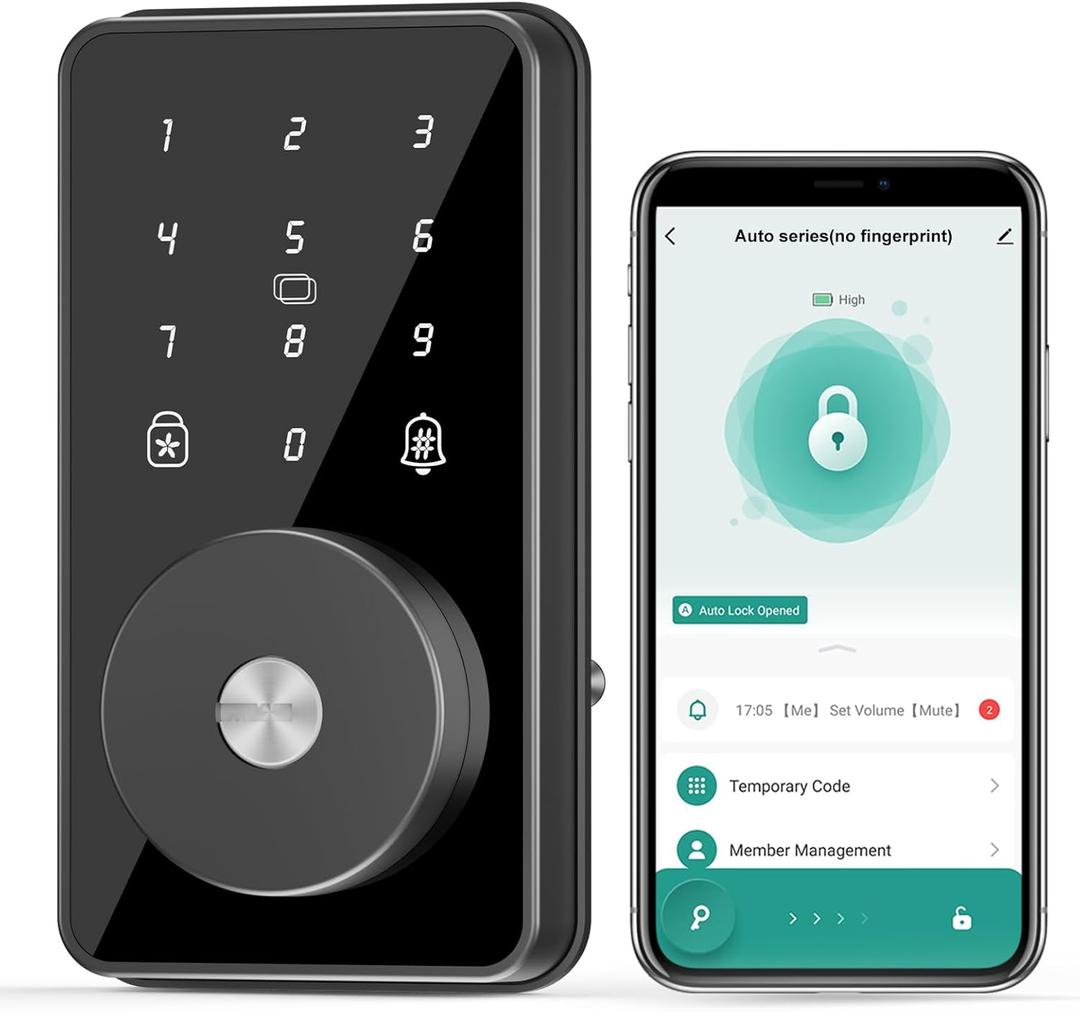 Smart Lock, 4-in-1 Keyless Entry Door Lock for Front Door, Digital Door Lock with Keypad, Bluetooth Smart Deadbolt, App Control (Pitch black)