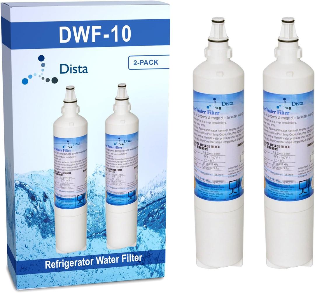 Dista Refrigerator Water Filter (2-Pack) Compatible with LT600P, LG 5231JA2006A, LG 5231JA2006B, Kenmore 46-9990