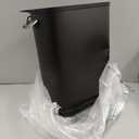 mDesign Small 2.6 Gallon/10 Liter Stainless Steel Metal Step Trash Can Garbage Bin for Bathroom, Bedroom, Home Office, DShape Trashcan with Foot Pedal/Lid, Removable Liner Bucket with Handles, Black