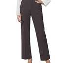 Grapent Straight Leg Trousers For Women Wide Pants For Women Work Clothes For Women Office Casual Womens Dress Pants Brown Pants Women High Waist Dark Brown Size X-Large Size 16 Size 18