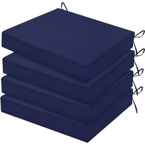 HARBOREST Outdoor Chair Cushions Set of 4, Water Resistant Patio Chair Cushions with Ties, Square Corner Outdoor Seat Cushions for Patio Furniture, 18.5"x16"x3", Navy