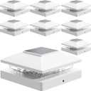 Solar Post Cap Lights Outdoor 8pack, White Waterproof Solar Powered Deck Fence Lights Fit 4x4 Wood/Vinyl Posts, Bright Warm White Solar Fence Cap Decorate Deck, Patio, Porch, Fence