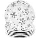 Honeydak 6 Pcs 6 Inch Christmas Snowflake Plates Ceramic Porcelain Plate Silver White Snowflake Winter Dinner Appetizer Salad Dessert Dishes for Christmas Birthday Winter Party Decoration Supplies