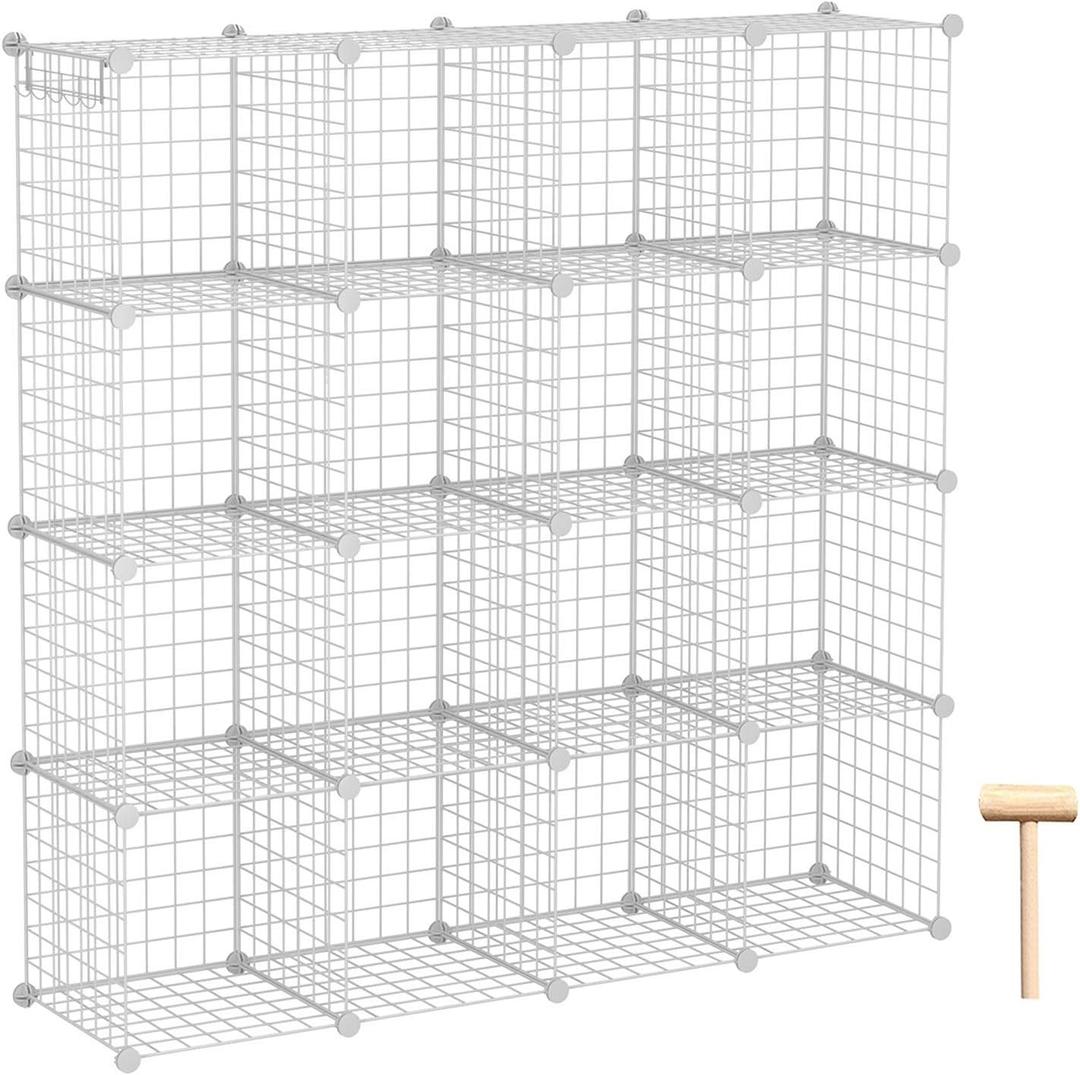 C&AHOME Wire Cube Storage, 16-Cube Organizer Metal Grids Storage, Storage Bins Shelving, Modular Bookshelf Shelves, DIY Closet Cabinet Ideal for Bedroom, Office 48.4L x 12.4W x 48.4H White C&AHOME Wire Cube Storage, 16-Cube Organizer Metal Grids Storage, Storage Bins Shelving, Modular Bookshelf Shelves, DIY Closet Cabinet Ideal for Bedroom, Office 48.4L x 12.4W x 48.4H White