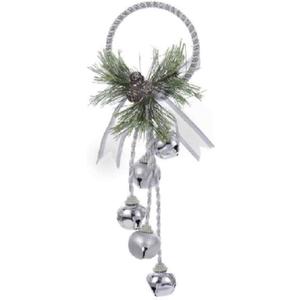 Kurt Adler J3635 Silver and White Metal Bell with Pinecone Door Hanger, 13 inches