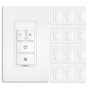 Amico Electronic Dimmer Switch, Touch Button Control, Single-Pole with LED Indicator, 150W Dimmable LED & 450W Incandescent, Includes Wall Plate, ETL Listed, 12 Pack, White