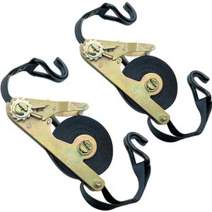 Carolina Tarps 1 Inch Self Contained Ratchet Strap Assembly with Wire Hooks Trucking Securement Cargo Control 16 Foot Length Spin Free (2)
