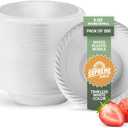 200 Pack White Plastic Disposable Bowls – 5 oz BPA-Free Microwaveable Bowls with Rim for Soup, Salad, Dessert – Sturdy Disposable Plastic Bowls for Parties, Weddings, Kitchen Use