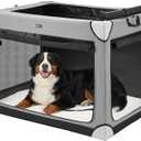 Veehoo Large Dog Crate for Indoor Outdoor, Portable Collapsible Travel Dogs Crate, 42 Inch Soft Foldable Pet Kennel with 4-Door Mesh Windows