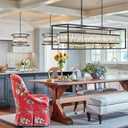 Vezzio Large Rectangular Crystal Chandelier 10 Lights Modern Farmhouse Rectangle Black Chandeliers Hanging Pendant Light Fixture for Dining Kitchen Island, L50 inch, Extra Large