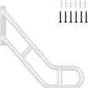 Upgraded Wall Mount Handrails for Outdoor Steps, 25.2" Long Sturdy Metal Stair Railing, Bent White Grab Hand Rail for Elderly Kids Disabled, Suit for 1 to 3 Garage, Garden, Porch Steps