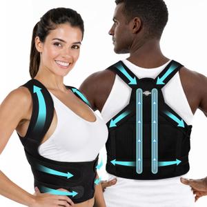 Posture Corrector for Women, Comfortable Back Support, Adjustable Posture Corrector Belt for Upper, Mid & Lower Back Pain Relief, Ergonomic 3-in-1 System Helps with Slouching (Black, L) (Black, L)