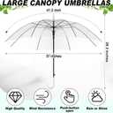 Reginary Pack Clear Wedding Umbrellas Bulk Transparent Auto Open Stick Windproof Waterproof Large Canopy Umbrella with White European J Hook Handle for Wedding Bride Groom Photography Golf