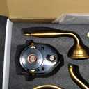 Brushed-Gold Antique Shower-system with Tub Spout: 9 inch Rain Faucets Set in Wall, Rainfall Head and Handheld Spray, 3 Way Diverter Brass Valve with Trim Kit