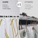 Gold Light Brown and White Striped Wavy Line Polyester Shower Curtain for Bathroom with Hooks, Extra Long Shower Curtain Set Decor Weighted Hem Washable, 72 x 78
