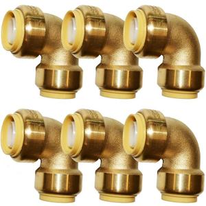 HQMPC Pex Fititng 3/4" Pex Elbow PushFit Elbow 90-Degree -PEX Fitting 3/4" 90 Degree ElbowPush-to-Connect Plumbing Fitting for Copper, PEX, CPVC (6pcs 3/4") (0.75 Inch)