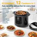 CARORI 8Qt 12-in-1 Electric Pressure Cooker, 1200W, Quick Meals, Time-Saving, Healthy, Easy Cooking Appliance, Slow,Rice,Steamer, Sauté, Yogurt Maker, Warmer & Sterilizer,Safer Venting Design, Black