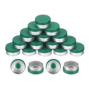uxcell 13mm Flip Off Caps, 200PCS Burr-Free Flip Off Top Caps Seals Flip Off Aluminum Plastic Vial Flip Off Seals Caps Cover for Glass Vial Bottles, Green/Silver