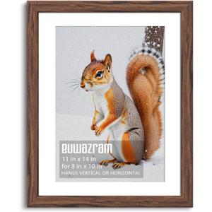 Rustic Walnut 11x14 Frame - Single Frame, 11 x 14 Poster Frame with Mat for 8x10, Picture Frames for Artwork, Puzzles, Photos and Movie Posters