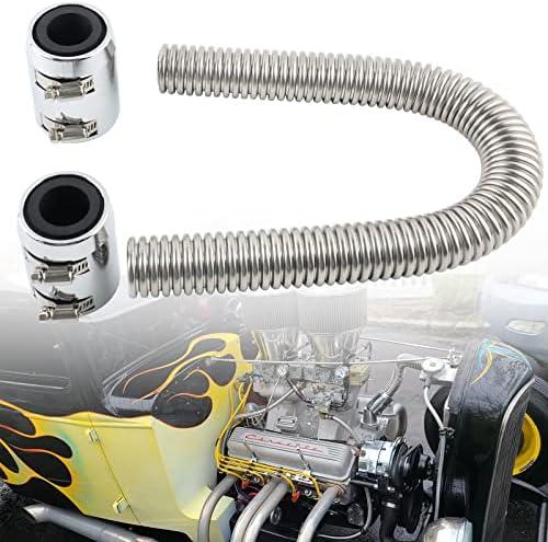BAGARAATAN Universal 24" Flexible Radiator Hose Stainless Steel Universal Water Hoses Adapter Coolant Radiator Hose Kit Could be Used with 1-1/4", 1-1/2" or 1-5/8" Radiator Necks (Silver)