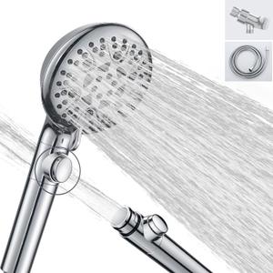 Handheld Shower Heads with ON/OFF Switch,Extra Long 79-inch Hose 8 Spray Settings High Pressure Detachable Showerhead,Built-in Power Sprayer to Clean Pets, Adjustable Angle Bracket,Silver