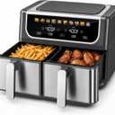 OLIXIS Dual Air Fryers with 2 Baskets 9.5 Quarts Large Airfryer 10-in-1, 16" x 14" x 11.5"