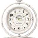 White Vintage Table Clock with Bird, European Retro Style Mantel Clocks, Desk and Shelf Decor Clock, for Living Room, Farmhouse, Bedside, Bedroom, Gift (7.9" H x 6.3" W)