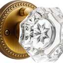 Antique Brass Door Knobs Crystal Door Knob Interior Privacy Door Knob for Bedroom and Bathroom Glass Door Knob,Zinc Alloy 1 Pack