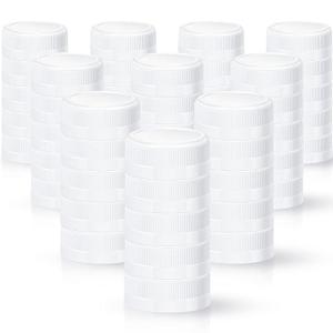 Rozer 50 Pcs White Plastic Bottle Caps 38 mm for Empty Juice Bottles, Tamper Seal Lids Container Lids Bottle Caps for Crafts DIY, 4, 8, 12, 16, and 32 oz Container