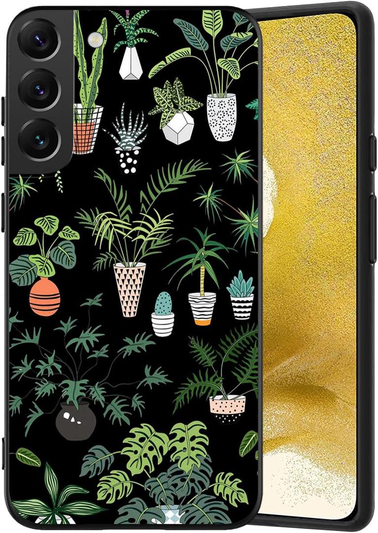6 x Compatible with Samsung Galaxy S22 Case, Plants and Pots Aesthetic Pattern Design, Full Body Protection Shockproof Cover Case for Samsung Galaxy S22 5G 6.1"