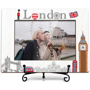 London Picture frame-Wedding, Honeymoon, Vacation in London, London Decor, 4x6 Photo Frame for Desk Display, Wooden Photo Frame -J12
