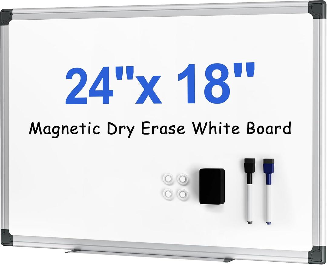 24" x 18" Magnetic Dry Erase Whiteboard with Aluminum Frame
