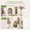 Globlazer Cat Tree for Indoor Cats Large Adult, 74in Tall Cat Tower with Scratching Post, Heavy Duty Cat Tree Tower with 2 Spacious Caves, Oversized Top Perch, Big Hanging Basket, F74B, Beige