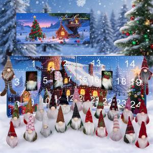 Advent Calendar 2025 Building Blocks Set with LED Light, 24 Days Christmas Countdown Calendar Building Blocks Xmas Thanksgiving Gifts for Adults Men Women (Blue)