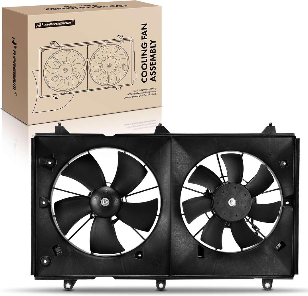 A-Premium Engine Radiator Cooling Fan Assembly Compatible with Honda Models - Accord 2003 2004 2005 2006 2007 2.4L - Replace# 19020RAAA01, 19030RAAA02